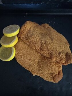 Kipschnitzel goud paneer. Prijs vanaf 175 gram